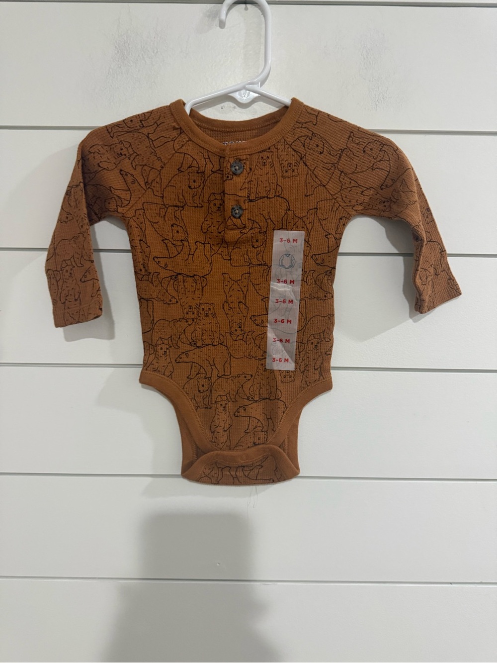 Old Navy Brown Bear-Print Long Sleeve Baby Bodysuit